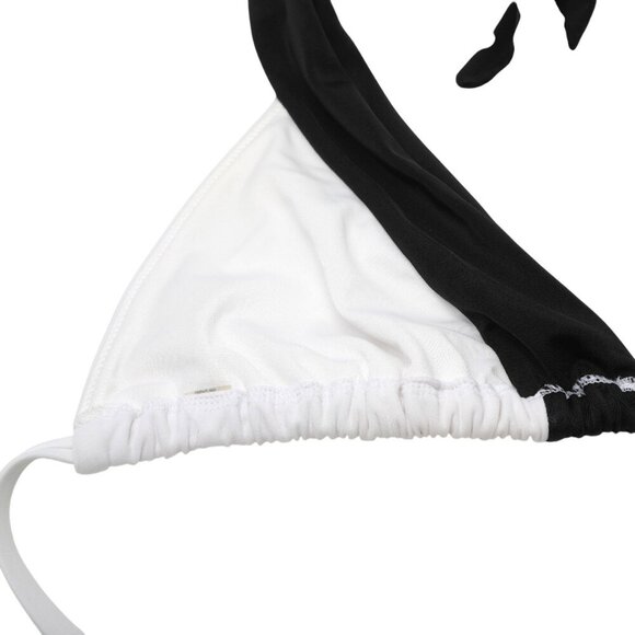 Victoria's Secret Halter Triangle Bikini Top Unpadded Swimsuit Black White Beach - Picture 4 of 4